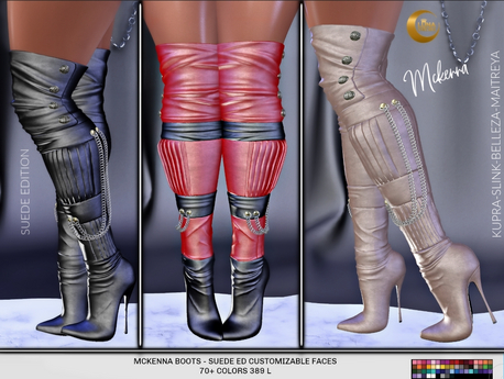 Second Life Marketplace - McKenna Thigh High Suede boots with chain